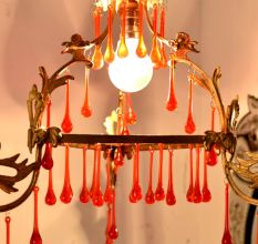 Red Glass Chandelier Drop Ornaments - Christmas Tree Ornaments - Set of 20