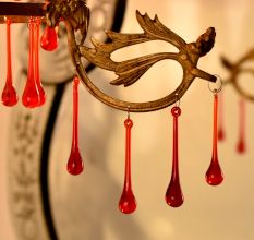 Red Glass Chandelier Drop Ornaments - Christmas Tree Ornaments - Set of 20
