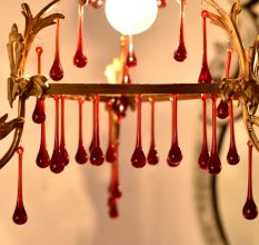 Amber Glass Chandelier Drop Ornaments - Christmas Tree Ornaments - Set of 20