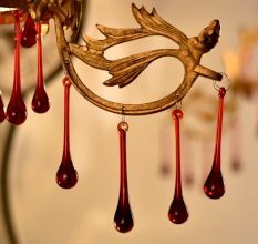Amber Glass Chandelier Drop Ornaments - Christmas Tree Ornaments - Set of 20