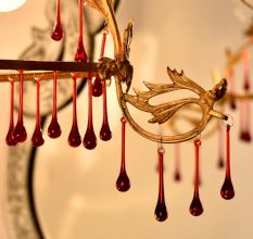Amber Glass Chandelier Drop Ornaments - Christmas Tree Ornaments - Set of 20
