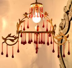 Amber Glass Chandelier Drop Ornaments - Christmas Tree Ornaments - Set of 20