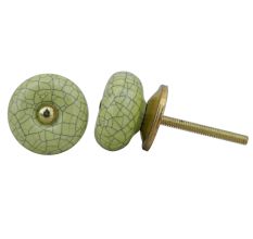 Lime Crackle Ceramic Cabinet Knob