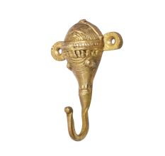 Golden Brass Elephant Face Wall Hook