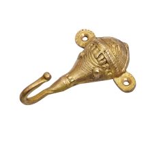 Golden Brass Elephant Face Wall Hook