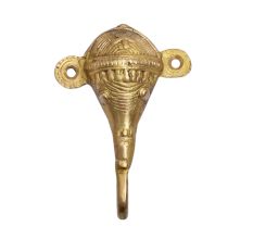 Golden Brass Elephant Face Wall Hook