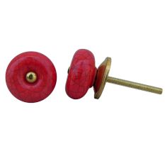 Red Crackle Ceramic Wardrobe Knob