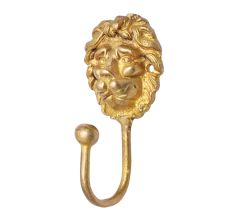 Farmhouse Decor Single  Brass Lion Face Hook