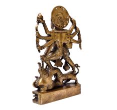 Brass Statue Of Mahishasura-Mardini Goddess Durga