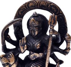 Brass Statue Of Durga Maa Or Sherawali Mata Devi In Dark Finish