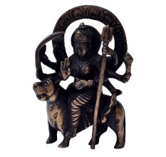 Brass Statue Of Durga Maa Or Sherawali Mata Devi In Dark Finish