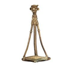 Handmade Brass Figurine Playing Drum in Tribal Art