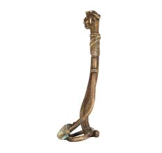 Handmade Brass Figurine Playing Drum in Tribal Art