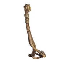 Handmade Brass Figurine Playing Drum in Tribal Art