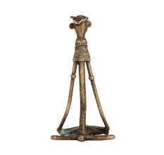 Handmade Brass Figurine Playing Drum in Tribal Art
