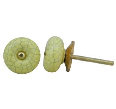 Yellow Crackle Ceramic Cabinet Knob