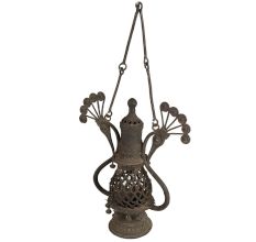 Vintage Brass Hanging Jali Pot for Decor