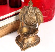Handmade Brass Radha Krishna Oil Lamp for Pooja