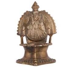 Handmade Brass Radha Krishna Oil Lamp for Pooja