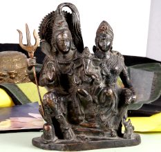 Brass Lord Shiva Lord Ganesha and Goddess Parvati Statue