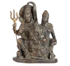 Brass Lord Shiva Lord Ganesha and Goddess Parvati Statue