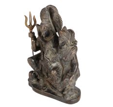 Brass Lord Shiva Lord Ganesha and Goddess Parvati Statue