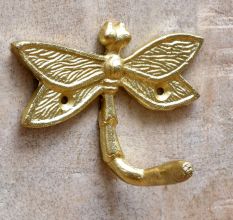 Golden Iron Dragonfly Key Wall Hooks