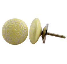 Yellow Etched Flat Knob