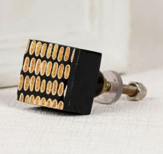 Handmade Brown Wooden and Resin Square Cabinet Knobs
