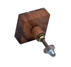 Handmade Dark Grey Wooden and Resin Square Dresser Knobs