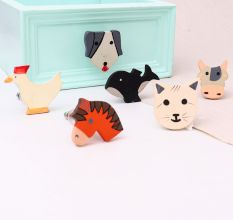 Handmade White Wooden Hen Drawer Knobs