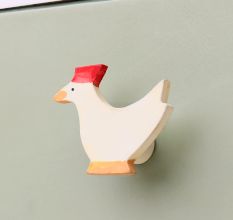Handmade White Wooden Hen Drawer Knobs