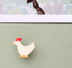 Handmade White Wooden Hen Drawer Knobs