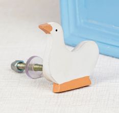 Handmade White Wooden Duck Cabinet Knobs