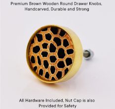 Handmade Brown Wooden Round Drawer Knobs