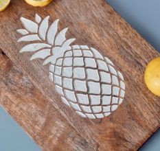 Pineapple Carved Wooden Chopping Board for Meat, Veggies and Fruits