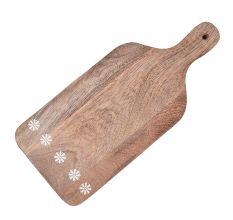 Wooden Chopping Board with Handle and Floral Border