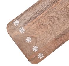 Wooden Chopping Board with Handle and Floral Border