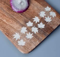 Wooden Chopping Board With Handle and Twin Floral Border