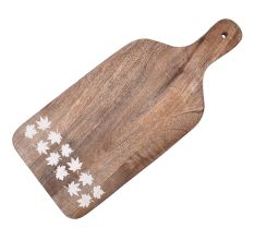 Wooden Chopping Board With Handle and Twin Floral Border