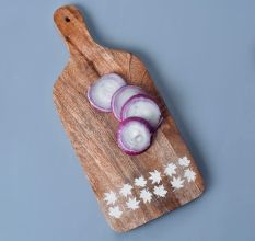 Wooden Chopping Board With Handle and Twin Floral Border