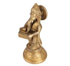 Brass Lord Ganesha Playing Harmonium for Worship