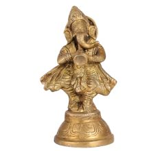 Handmade Brass Lord Ganesha Playing Trumpet