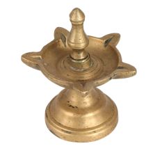 Vintage 5 Jyots Brass Oil Lamp for Decor