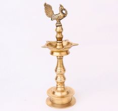 Brass Peacock Oil Lamp for Worship