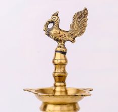 Brass Peacock Oil Lamp for Worship