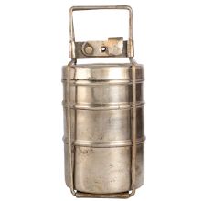 Handmade Brass Three Compartment Tiffin Box