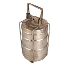 Handmade Brass Three Compartment Tiffin Box