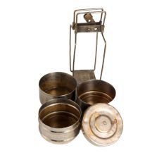 Handmade Brass Three Compartment Tiffin Box