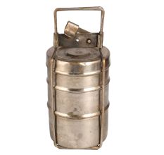 Handmade Brass Three Compartment Tiffin Box